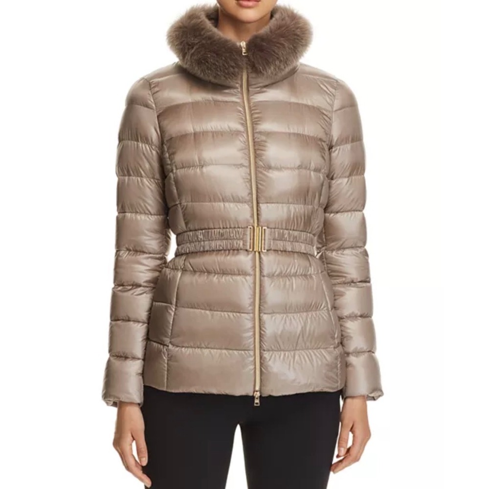 Herno Claudia Puffer Jacket Women IT 40 US 4 Pink Like New Fur Trim & Belted